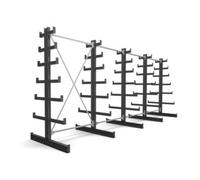 STIER Rayonnage à bras en porte-à-faux STIER, double, 4 travées avec 6 niveaux décroissants 5200x2000x500 mm Quantité:1