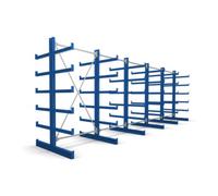 STIER Rayonnage à bras en porte-à-faux STIER, double, 5 travées avec 5 niveaux 6500x2000x500 mm, bleu gentiane Quantité:1