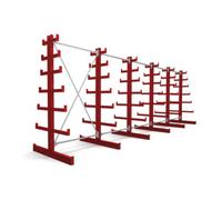 STIER Rayonnage à bras en porte-à-faux STIER, double, 5 travées avec 6 niveaux décroissants 6500x2000x500 mm, rouge feu Quantité:1