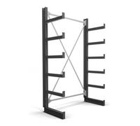 STIER Rayonnage à bras en porte-à-faux STIER, simple, 1 travée avec 5 niveaux 1300x2000x500 mm Quantité:1