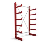 STIER Rayonnage à bras en porte-à-faux STIER, simple, 1 travée avec 5 niveaux 1300x2000x500 mm, rouge feu Quantité:1