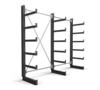 STIER Rayonnage à bras en porte-à-faux STIER, simple, 2 travées avec 5 niveaux 2600x2000x500 mm Quantité:1