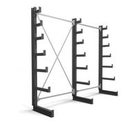 STIER Rayonnage à bras en porte-à-faux STIER, simple, 2 travées avec 6 niveaux décroissants 2600x2000x500 mm Quantité:1