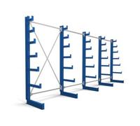 STIER Rayonnage à bras en porte-à-faux STIER, simple, 4 travées avec 6 niveaux décroissants 5200x2000x500 mm, bleu gentiane Quantité:1