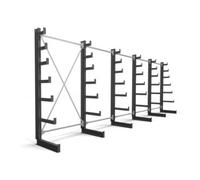 STIER Rayonnage à bras en porte-à-faux STIER, simple, 5 travées avec 6 niveaux décroissants 6500x2000x500 mm Quantité:1