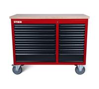 STIER STIER Établi mobile XXL vide, 2 colonnes, 14 tiroirs, 300kg, 930x1150x520mm Quantité:1