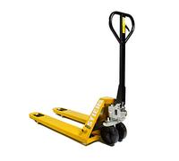 STIER Transpalette Jaune - Charge 2500 kg, Longueur des Fourches 1150 mm, Chariot Élévateur Manuel, Galets en Nylon, Angle de Braquage 210°