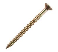 STIER vis à tête fraisée pour panneaux de particules, 100 pcs, 6x80, acier galvanisé, chromé, pointe auto-taraudeuse, jaune, filetage partiel, technologie tête fraisée 100 pièces