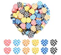 Stiesy 180pcs 6 Couleurs Coeur En Argile Perles à Carreaux Coeur En Argile Perles En Argile Polymère Faites à La Main En Vrac Bricolage Artisanat Bracelet Collier Fabrication De Bijoux