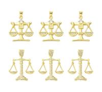 Stiesy 6Pcs 2 Styles 18K Plaqué Or Balance Charms Zodiaque Horoscope Astrologie Zircone Pendentif Équilibre Justice Avocat Charmes En Laiton Vrac pour Colliers Fabrication de Bijoux Bracelet
