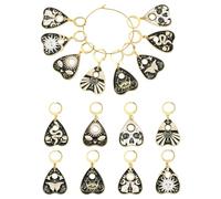 Stiesy 8 pièces marqueurs de points en forme de cœur noir gothique, planche de divination, crochet, levier, anneau en émail, marqueurs de points pour tricot, création de bijoux, création de bijoux