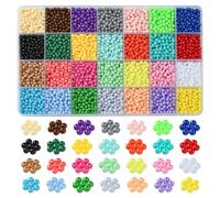 Stiesy - Boîte de 5600 pièces/boîte - 28 couleurs de perles acryliques rondes de 4 mm avec trou pour la fabrication de colliers, bracelets et bijoux DIY
