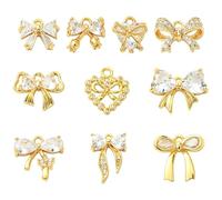 Stiesy Breloque en laiton plaqué or Micro pavé Zircone cubique Pendentifs en or Charms pour la fabrication de bijoux Bracelet Collier DIY, Sans type de métal