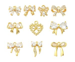 Stiesy Breloque en laiton plaqué or Micro pavé Zircone cubique Pendentifs en or Charms pour la fabrication de bijoux Bracelet Collier DIY, Sans type de métal
