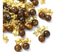 Stiesy Breloques en pierre précieuse naturelle assorties pour la fabrication de bijoux, colliers, boucles d'oreilles, Round Tiger Eye Bowkont-20Pcs, Gemme, Pas de pierre précieuse