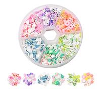 Stiesy Environ 1700 pièces de 6 styles d'argile polymère tranches d'empreinte de pied d'ours en forme de cœur de fleur perles en argile polymère sans trou pour nail art fournitures de décoration de