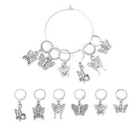 Stiesy Fermoir à levier amovible Marqueurs de maille verrouillables Charms papillon de style tibétain Marqueurs de maille pour crochet pour travaux manuels de tissage, couture, création de clés