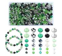 Stiesy Lot de 1 000 perles rondes en verre à facettes de 4 mm, 6 mm, 8 mm, couleur verte, kit de perles en cristal pour colliers, bracelets, boucles d'oreilles, loisirs créatifs et décoration