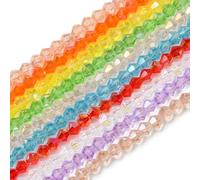 Stiesy Lot de 10 brins de perles bicônes en cristal de 4 mm, perles d'espacement à facettes galvanisées pour la fabrication de bijoux, le cordage de bracelets et les fournitures d'artisanat