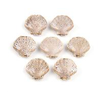 Stiesy Lot de 10 perles d'espacement en porcelaine antique en forme de coquillage pour la fabrication de colliers, bracelets, bijoux vintage, décoration de mariage