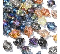 Stiesy - Lot de 100 perles en forme de tortue de mer - Perles de tortue de mer plaquées en verre - Perles d'espacement d'animaux marins pour la fabrication de bijoux, bracelets, colliers, boucles