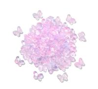 Stiesy Lot de 100 perles en verre en forme de papillon faites à la main pour la fabrication de bijoux et bracelets