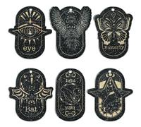 Stiesy Lot de 12 breloques sur le thème du tarot - 6 styles - Carte de tarot noire avec œil de chat, chauve-souris, papillon et hibou - Breloques en acrylique pour fabrication de bracelets, bijoux,