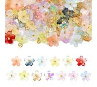 Stiesy Lot de 150 breloques en verre de 15 couleurs pour la fabrication de bijoux, pendentifs floraux en verre bicolore, breloques en forme de fleur de cerisier en vrac pour la fabrication de
