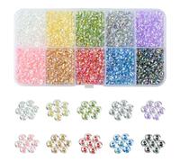 Stiesy Lot de 150 perles de rocaille en verre colorées de 4 mm pour la fabrication de bijoux 6/0 - 10 couleurs - Pour loisirs créatifs, bracelets, colliers, bijoux