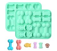 Stiesy Lot de 2 moules en silicone réutilisables en forme d'os de chien et de chat pour friandises, poissons, bonbons, fondants, gâteaux, résine, savon, chocolat, collations