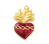 Stiesy Lot de 20 breloques en forme de cœur sacré en alliage de métal émaillé - Breloques gothiques en forme de cœur rouge pour fabrication de bijoux d'Halloween