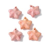 Stiesy Lot de 20 breloques en forme d'étoile naturelle arc-en-ciel Alashan en cristal rose pour fabrication de bijoux, bracelets, colliers, boucles d'oreilles