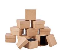 Stiesy Lot de 24 boîtes à bijoux carrées en carton kraft avec insert en éponge noire pour bagues, colliers, boucles d'oreilles, bracelets - 5 x 5 x 34 cm