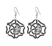 Stiesy Lot de 3 paires de boucles d'oreilles faites à la main en forme de toile d'araignée pour Halloween, boucles d'oreilles gothiques avec pendentif araignée en argent, boucles d'oreilles fantaisie