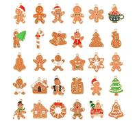 Stiesy Lot de 30 breloques de Noël en émail - 30 styles - En forme de sapin de Noël - En vrac - Bonhomme en pain d'épices - Bijoux pendentifs pour la fabrication de bijoux de Noël, les colliers, les
