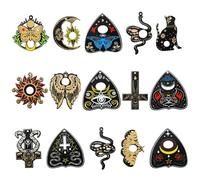 Stiesy Lot de 30 breloques de tarot gothiques en acrylique de 15 styles avec lune, soleil, aile, serpent, planche de divination magique noire, pour fabrication de bijoux, loisirs créatifs, bracelets
