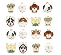 Stiesy Lot de 35 Breloques en émail, 7 modèles, animaux de compagnie, tête de chien, charme mignon, chiot, husky, corgi, pendentifs pour la fabrication de bijoux, bracelets, création de bijoux DIY