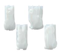 Stiesy Lot de 4 moules à bougies pour la fabrication de bougies, moules en silicone 3D en forme d'animal en forme de chat, chien, lapin, moule en résine époxy pour bricolage, savon, bougies
