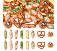Stiesy Lot de 40 breloques en résine imitation bretzel sans trou - Cabochons à dos plat pour nail art, étui de téléphone, scrapbooking, embellissements, travaux manuels
