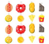 Stiesy Lot de 40 pièces 8 styles de breloques imitation nourriture en résine 3D - Breloques de nourriture rapide mignonnes - Chocolat, pizza, hamburger, beignet - Breloques pendantes pour création de