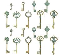 Stiesy Lot de 45 pendentifs en forme de clés squelettes de style tibétain, bronze antique vintage en filigrane steampunk pour la fabrication de bijoux, colliers plastron