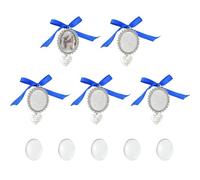 Stiesy Lot de 5 breloques en forme de bouquet commémoratif de mariage avec cadre photo ovale en dentelle avec inscription « You are Always in My Heart »