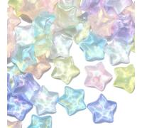 Stiesy Lot de 50 cabochons en forme d'étoile avec poudre pailletée, pentagramme, mini étoiles sans trou pour la fabrication de bijoux