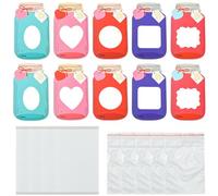 Stiesy Lot de 50 cartes de vœux amusantes en forme de bocal en verre avec sacs, mini cartes colorées pour bonbons, école hange, fête
