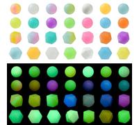 Stiesy Lot de 56 grandes perles focales rondes phosphorescentes en silicone de couleurs mélangées de 15 mm pour la fabrication de bijoux