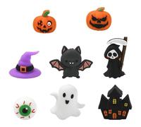 Stiesy Lot de 8 perles en silicone pour Halloween, citrouille, chauve-souris, fantôme, chauve-souris, tête de mort, perles focales en silicone pour la fabrication de bijoux, bracelets, porte-clés