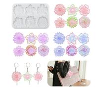 Stiesy Moule en silicone réutilisable avec breloque en forme de fleur | Moule en silicone anti-adhésif facile à démouler avec 6 pendentifs en forme de fleur pour la fabrication de bijoux en résine