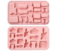 Stiesy Moules en silicone à thème musical 2 pièces - Moules réutilisables pour chocolat, instruments de musique, guitare, casque, micro, radio - Moules pour pâte à modeler, gâteau, savon, pudding