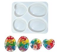 Stiesy Moules en silicone pour pierre époxy, pierres de poche, moule rond ovale en forme de cœur elliptique, galets elliptiques, moule en silicone pour la fabrication de savon et de bougies en résine