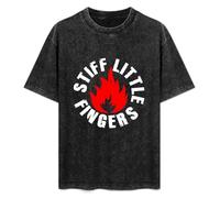 Stiff Little Fingers Men's T-Shirt Unisex Black Cotton Hip Hop Print Tee Shirts L
